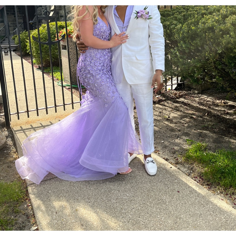 Andrea & Leo Purple Prom Dress Trumpet Mermaid